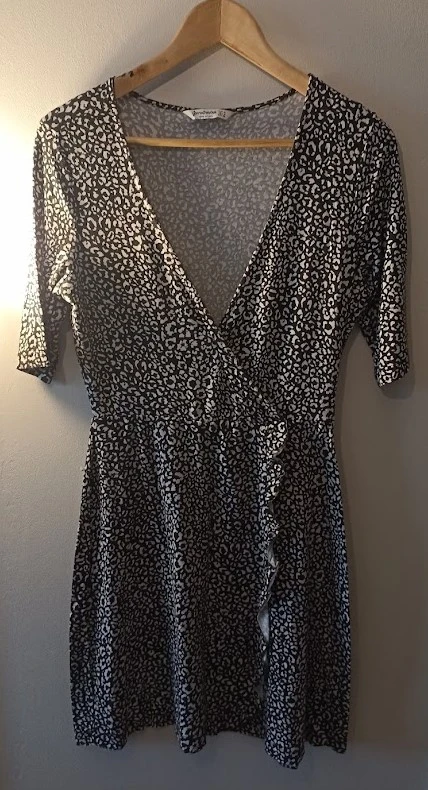 Magnífico Vestido Porteño Stradivarius - Leopardo N&B - Talla M – photo 3